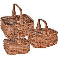 BerryHome Holender wicker basket set, hand-woven from natural wicker, 3 pcs - Small Basket