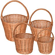 BerryHome Trháček wicker basket set, hand-woven from natural wicker, 4pcs - Small Basket