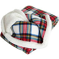 B. E. S. - Petrovice Buffalo blanket with lamb 150 × 200 - Káro white-red - Blanket