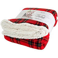 B. E. S. - Petrovice Blanket with lamb microflannel 190 × 200 gift pack - red checkered - Blanket