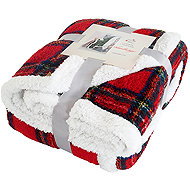 B. E. S. - Petrovice Blanket with lamb microflannel 4 gift pack - red plaid - Blanket