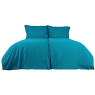 B. E. S. - Petrovice Linen cotton solid colour zip closure - turquoise 140 × 200 cm - Bed Linen