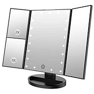 Three-panel cosmetic make-up mirror with led light black magnifying - Makeup Mirror