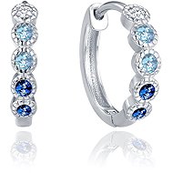 MINET Children's Silver Hoop Earrings with White and Blue Zirconia (Ag 925/1000, 1.85g) - Earrings