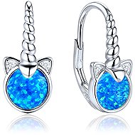 MINET Children's silver unicorn earrings with blue opals and white zircons (Ag 925/1000, 2.35 g) - Earrings