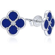 MINET Silver Clover Leaf Earrings with Lapis Lazuli (Ag 925/1000, 2.10g) - Earrings