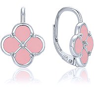 MINET Silver Clover Leaf Earrings with Jadeite (Ag 925/1000, 2.6g) - Earrings