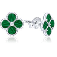 MINET Silver Clover Earrings with Malachite (Ag 925/1000, 2.1g) - Earrings