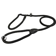 Bafpet Demonstration leash, single colour rope, stitched leather - Black, 12mm × 130cm, 15223J - Leash