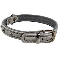 Bafpet Kožený obojek DENYS - Šedý - Dog Collar