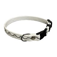 Bafpet Collar decorated with silver wool - White, 12mm × 18-28cm, 03123V - Dog Collar