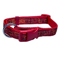 Bafpet Strap collar with rectangles - Red, 20mm × 38-60cm, 18101O - Dog Collar