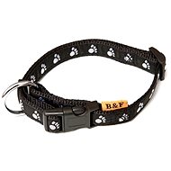 Bafpet Popruhový obojek "Tlapky" - Černý - Dog Collar