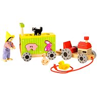  Pull along toy - Tractor with trailer and animals  - Didactic Toy