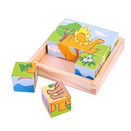 Wooden cubes cube- Dinosaurs - Picture Blocks
