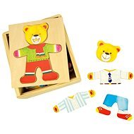 Drevené obliekacie puzzle v škatuľke - Pán Medveď - Vkladačka