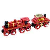 Bigjigs Rote Lokomotive mit Tender - Modellbahn-Zubehör