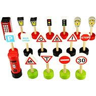  Wooden toy racing cars - Set of traffic signs  - Slot Car Track Accessory