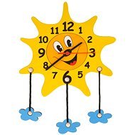 Wooden Sunshine with clouds - Wall Clock