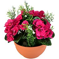 BerryHome Red violets in terracotta bowl, diameter 20/ 21 cm - Artificial Flower