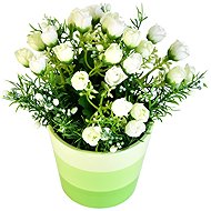 BerryHome White Roses in ceramic pot, diameter 23/ 24 cm - Artificial Flower