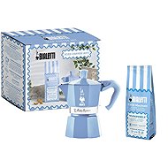 Bialetti Moka Express 3 portions blue + Mandorla espresso coffee, 250g, almond - Moka Pot