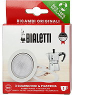Bialetti Gasket (3 pcs) + Filter for 1-cup Aluminium Moka Pots - Spare Part