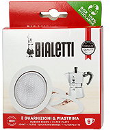 Bialetti Seals (3 pcs) + Filter Plate for 9-Cup Aluminium Moka Pots - Spare Part