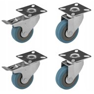 Bkshop Set of castors, 2 pcs swivel with brake, 50 mm, grey rubber and mounting plate - Wheels