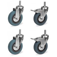 Bkshop Set of castors, 2 pcs swivel with brake, 50 mm, grey rubber and metric thread - Wheels