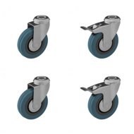 Bkshop Set of castors, 2 pcs swivel with brake, 100 mm, with pin hole - Wheels