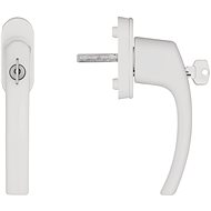 Blaugelb Window handle FGS 1758 locking, 45°, shaft 43 mm, RAL9016 white - Window handle