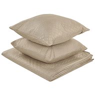 Embossed bedspread and pillow set 200×220 cm taupe SHUSH, 313331 - Bed Cover