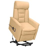 Zvedací masážní polohovací křeslo krémové látka z mikrovlákna, 329670 - Massage Chair