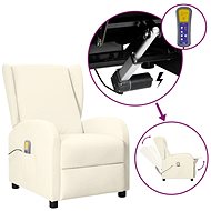 Zvedací masážní polohovací křeslo ušák krémové umělá kůže, 3098251 - Massage Chair