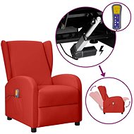 Zvedací masážní polohovací křeslo ušák vínové umělá kůže, 3098254 - Massage Chair