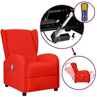Zvedací masážní polohovací křeslo ušák červené umělá kůže, 3098255 - Massage Chair