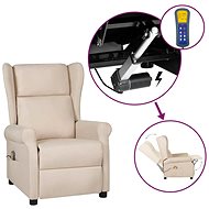 Elektrické masážní polohovací křeslo ušák krémové textil, 3098340 - Massage Chair