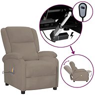 Elektrické masážní polohovací křeslo světle šedé samet, 3098404 - Massage Chair