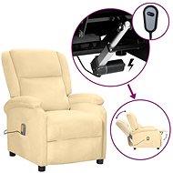 Elektrické masážní polohovací křeslo krémové samet, 3098413 - Massage Chair