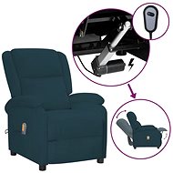 Elektrické masážní polohovací křeslo modré samet, 3098414 - Massage Chair