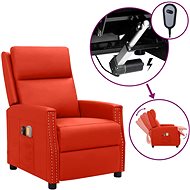 Elektrické masážní polohovací křeslo červené umělá kůže, 3098490 - Massage Chair
