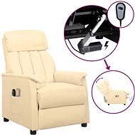 Elektrické masážní polohovací křeslo krémové umělá kůže, 3098502 - Massage Chair