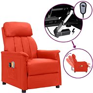 Elektrické masážní polohovací křeslo červené umělá kůže, 3098504 - Massage Chair