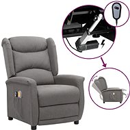 Elektrické masážní polohovací křeslo světle šedé textil, 3098518 - Massage Chair