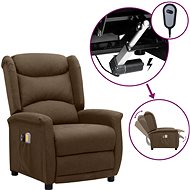 Elektrické masážní polohovací křeslo hnědé textil, 3098522 - Massage Chair