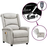 Elektrické masážní polohovací křeslo světle šedé mikrovlákno, 3098539 - Massage Chair