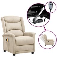 Elektrické masážní polohovací křeslo krémové mikrovlákno, 3098542 - Massage Chair