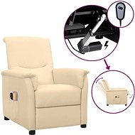 Elektrické masážní polohovací křeslo krémové textil, 3098565 - Massage Chair