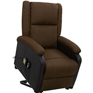Masážní zvedací polohovací křeslo tmavě hnědé textil, 329518 - Massage Chair